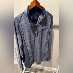 Super Bowl Atlanta Antigua Navy and Gray Quarter-Zip Pullover
